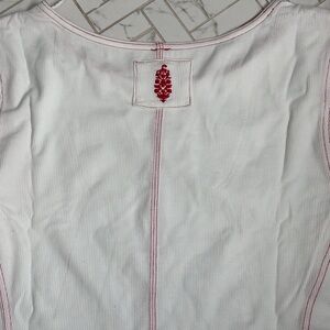 Free People Red/White 3/4 sleeve long sleeve